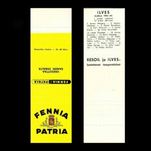 Fennia-Patria Insurance – Ilves Ice Hockey Team Matchbook Sleeve (1965–66)