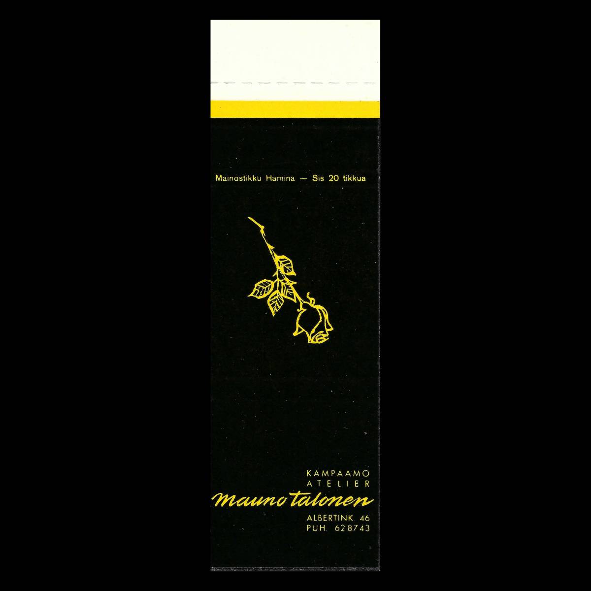 Kampaamo Atelier Mauno Talonen – Finnish Hair Salon Advertising Matchbook Sleeve (c.1960s–1970s)