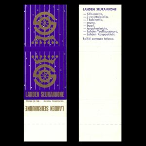 Lahden Seurahuone – Finnish Hotel & Society Matchbook Sleeve (c.1950s–60s)