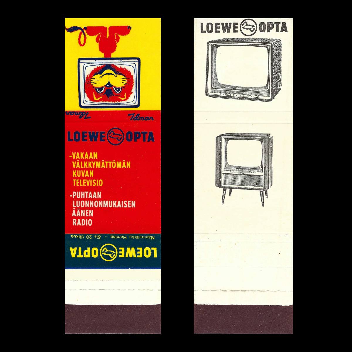 Loewe Opta – Finnish Television & Radio Advertising Matchbook Sleeve (c.1960s)