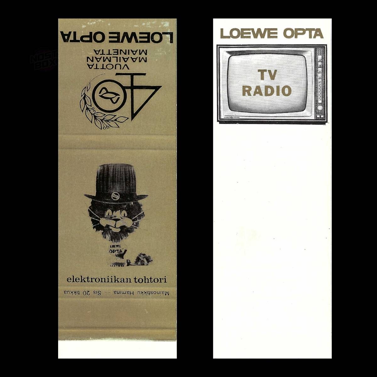 Loewe Opta – Finnish Television & Radio Matchbook Sleeve (c.1950s–60s)