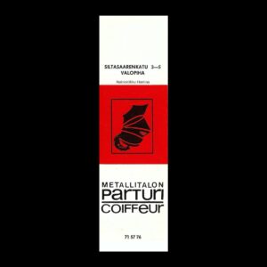 Metallitalon Parturi Coiffeur – Finnish Barber & Hair Salon Advertising Matchbook Sleeve (c.1960s–1970s)