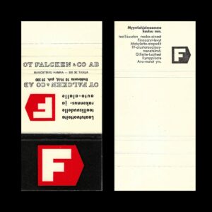 OY Falcken & Co AB – Finnish Industrial & Commercial Advertising Matchbook Sleeve (c.1960s–1970s)