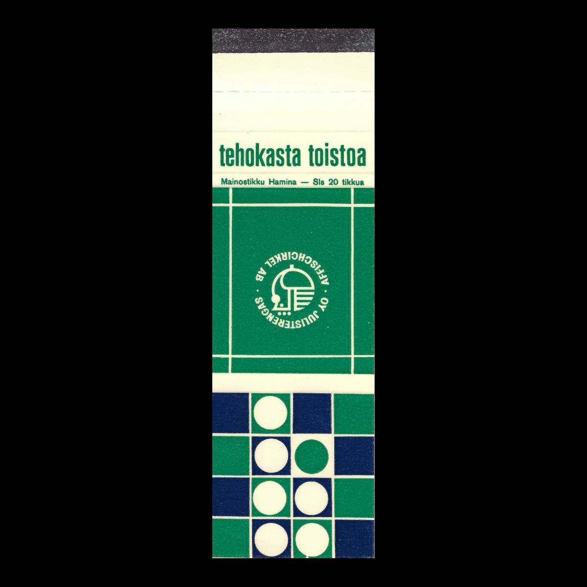 Oy Juisterengas Ab / Aatschirkel Ab – Finnish Modernist Matchbook Sleeve (c.1960s–1970s)