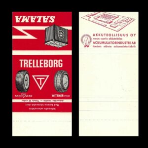 Salama – Finnish Battery Promotional Matchbook Sleeve – Akkuteollisuus Oy (c.1950s–60s)