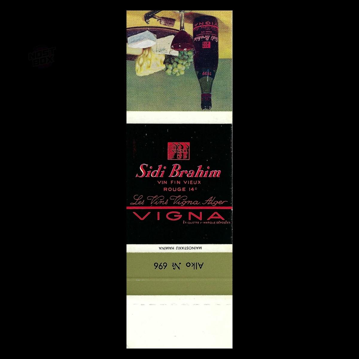Sidi Brahim – Vigna Algerian Wine Promotional Matchbook Sleeve (c.1950s–60s)