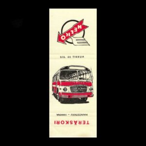 Teräskori – Finnish Coach & Bus Promotional Matchbook Sleeve (c.1950s–60s)