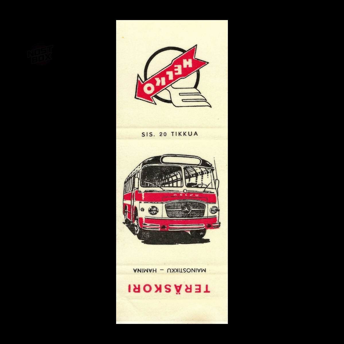 Teräskori – Finnish Coach & Bus Promotional Matchbook Sleeve (c.1950s–60s)