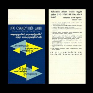UPO Osakeyhtiö – Finnish Tumble Dryer Advertising Matchbook Sleeve (c.1960s)
