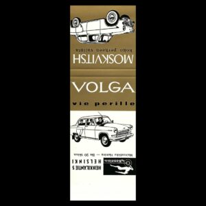 Volga / Moskvitch Cars – Vintage Finnish Automotive Matchbook Cover (c.1960s)