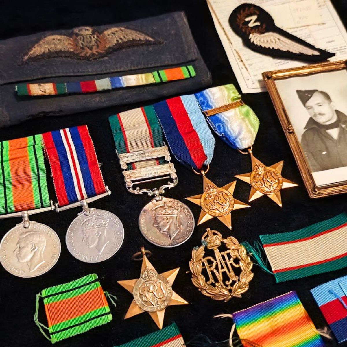 Named WWII RAF navigator medal group to J.C. Elphick with Atlantic Star, Africa Star and original effects